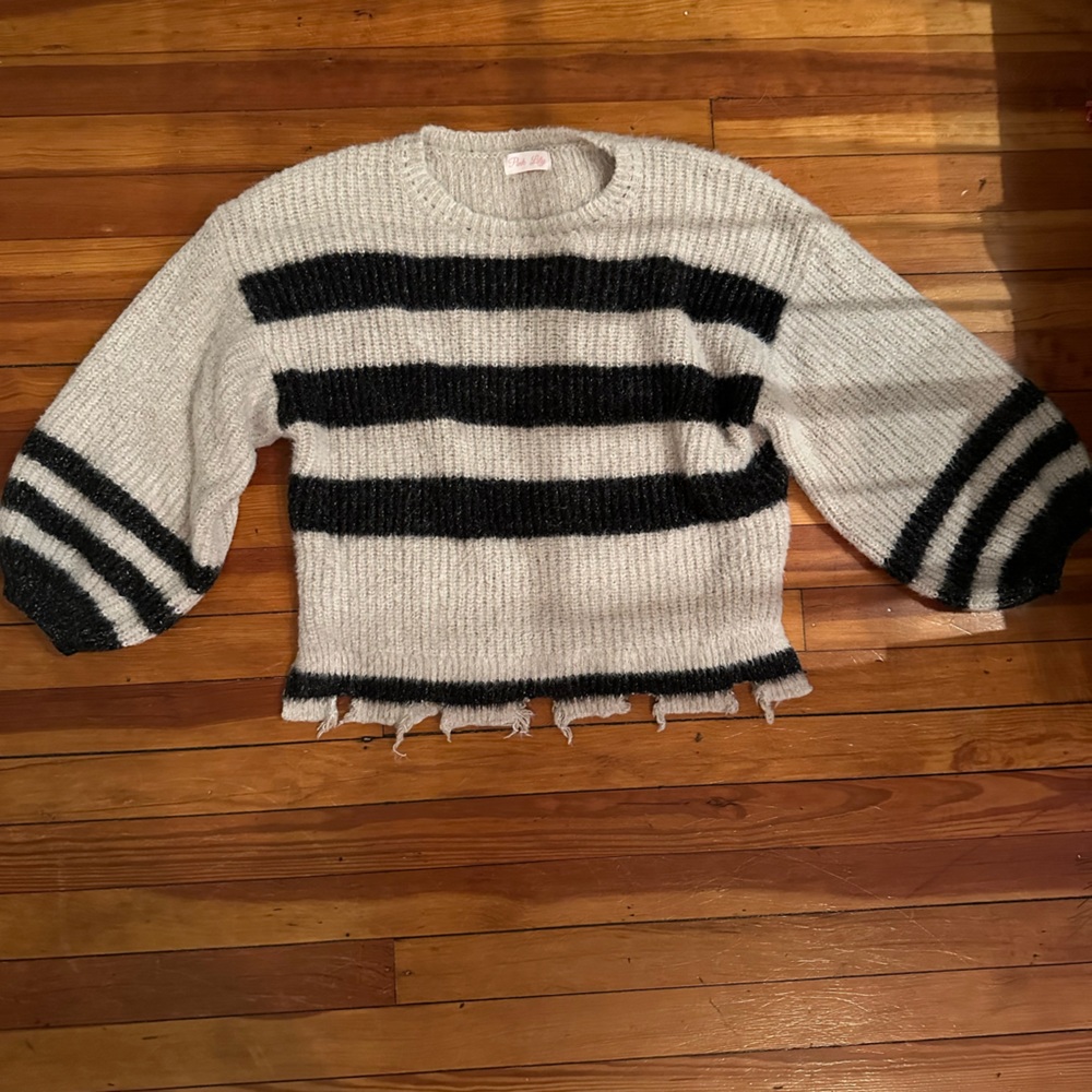Oatmeal and black striped sweater